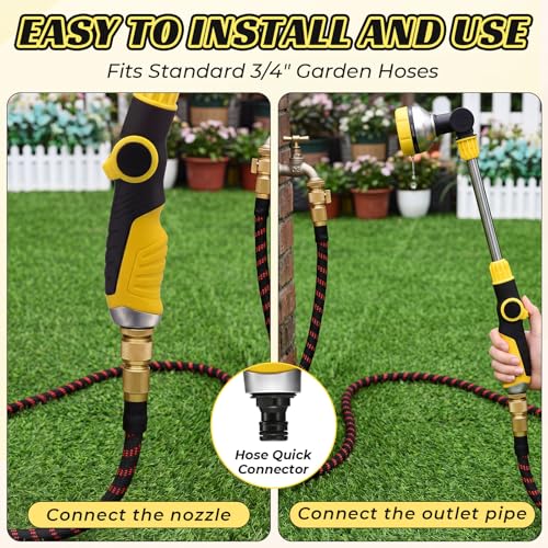 Hushee 2 Pack Watering Wand for Garden Hose, 18.5 in, 8 Spray Patterns