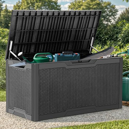 YITAHOME 100 Gallon Resin Deck Box - color: Black, size: 100 gallon