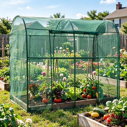 Crop Cages for Garden Plant, Plant Protection Tent with Zippered Door, Raised Bed Cover, Garden Bed Cover with Frame, Wind-Resistant Plant Cages for Outdoor Plants Vegetable Flower 87''*43''*71'' - size: 87''*43''*71''