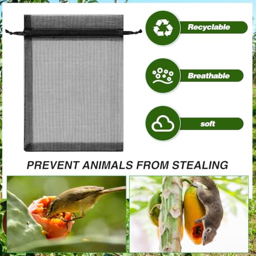 Sabary 100 Pcs Fruit Netting Bags Black, 5x7 Inch Mesh for Garden - color: Black