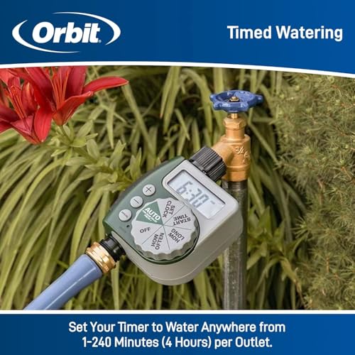 Orbit Programmable Digital Hose Watering Timer - 1 Outlet - Battery Powered - with LCD Screen - Built-in Rain Delay - Water-Resistant - 62061 (3-Pack 1 Outlet) - size: 1 Outlet (Pack of 3)