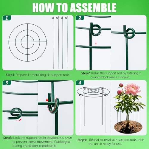 8 Pack Peony Cages and Supports, 11.5 x 20 Inch Plant Support Cage Set - size: 8 Pack- 11.5*20"