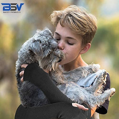 BSV Kevlar Arm Protection Sleeves with Thumb Hole - Cut, Scratch, Bite and Heat-Resistant - Unisex, 18", 1 Pair - color: Black