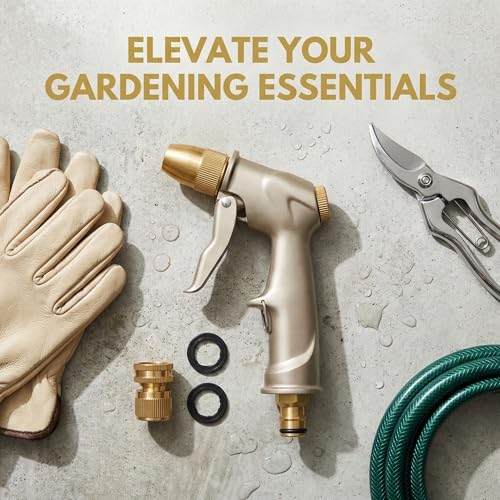 Garden hose nozzle spray, heavy metal high-pressure water gun, rotating can obtain different types of spray, watering plants and lawn, car washing, yard and pets (Short nozzle quick connection) - style: Short nozzle quick connection