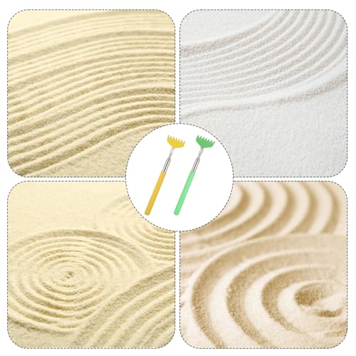 2Pcs Mini Zen Garden Rake Tools, Sand Rake Feng Shui Decoration Miniature Tabletop Rock Sand Zen Garden Accessories for Home Office, DIY Sand Zen Garden Tools Small Rakes for Desktop Decoration