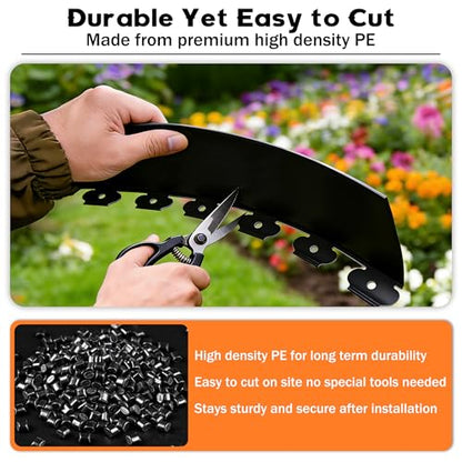 4 inch Tall Landscape Edging Kit 120FT Garden Edging with 210 Spikes for Lawn Edging and Flower Beds (Black, 120FT) - size: 120FT Kit