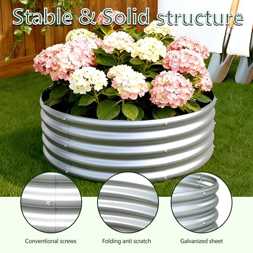 3PCS 3x3x1FT Galvanized Metal Raised Garden Bed,Outdoor Planter Box for Vegetables - size: 3x3x1(3PCS)