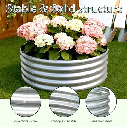 3PCS 3x3x1FT Galvanized Metal Raised Garden Bed,Outdoor Planter Box for Vegetables - size: 3x3x1(3PCS)