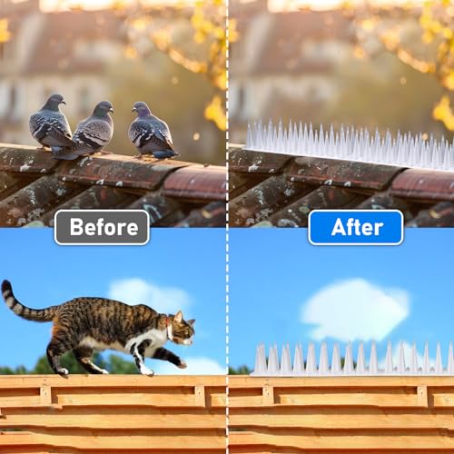 TOBWOLF Bird Spikes, 12 Pack Plastic Pigeon Deterrent Spikes, White