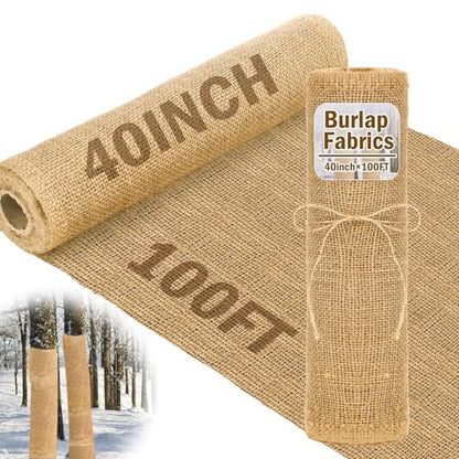 Buryeah 1 Pack 40 Inch X 100 ft Burlap Fabrics Roll Natural Jute Garden - size: 40 Inch x 100 ft