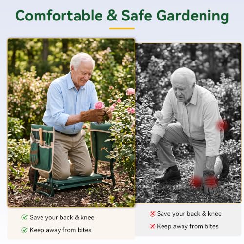 Garden Kneeler and Seat, Heavy Duty 350lbs Gardening Bench