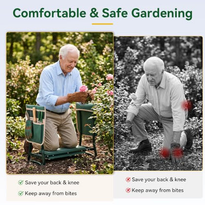 Garden Kneeler and Seat, Heavy Duty 350lbs Gardening Bench