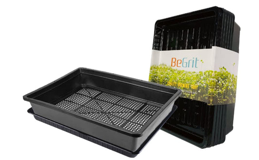 BeGrit Soil Blocking Trays 15x12 inch 5 Set/10 pcs Mesh Bottom Seed Starter Trays for Seedling, Microgreen, Soil Blocks, Wheatgrass - size: 15x12in 5 Set/10 pcs (with drip trays)