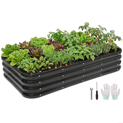 4 in 1 Galvanized Raised Garden Bed, 5x3x1ft, Grey - color: Gray, size: 5x3x1ft (1pack)
