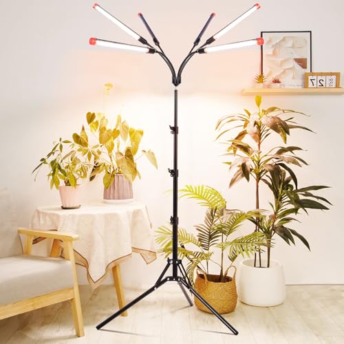 FRGROW 6Head Grow Light with Stand for Tall and Large Indoor Plants - size: Stand-6Head-54W