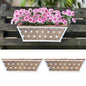 LaLaGreen Window Boxes Planter (2 Pack, 16 Inch) White Metal Rectangular Wall Planters with Coco Liner, Horse Trough Deck Railing for Outdoor Plants Holder, Modern Rail, Balcony, Fence, Porch Patio - size: 16" (41cm) x 2 pack