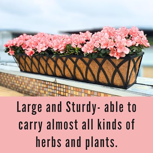 LaLaGreen Railing Planter Boxes (36 in, 2 Pack) Black Deck Rail Flower Box - size: 36" (91cm) x 2 pack