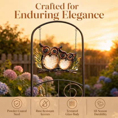 Solar Owl Garden Trellis Metal Climbing Plant Stake - color: Owl