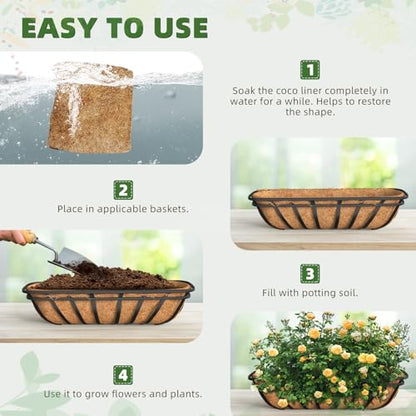 30 inch 3 Pack Trough Coco Liners, Natural Coconut Coir Fiber for Wall Basket Planters, Window Box Liners, Garden Planter Baskets, Fence Flower Baskets - size: 30inch 3pack