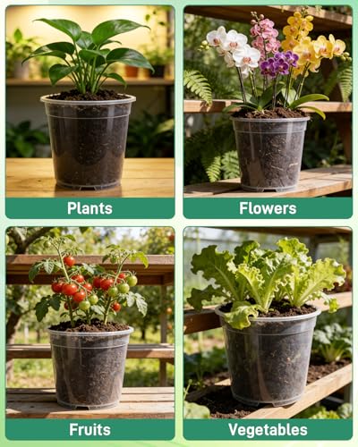 6 Pack Nursery Pots with Drainage, Multiple Sizes for Plants - size: 6 Pack - 9.5/8/7.5/6.7/5/4.5 Inch