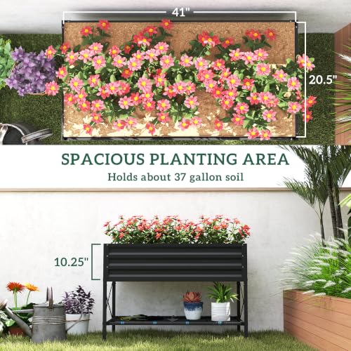 Outsunny Raised Garden Bed with Galvanized Steel Frame, Dark Gray - color: Dark Gray
