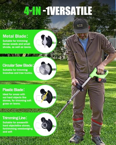 Cordless Weed Wacker, Electric Weed Eater with 21V 2 Batteries
