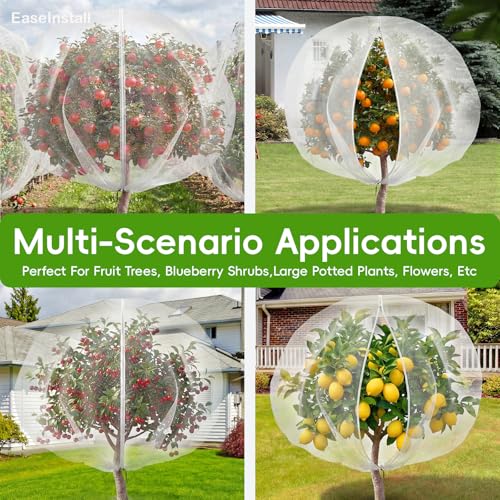 10'*12' Large Fruit Tree Netting for Squirrels and Birds with Drawstring, Insect Bird Netting Pest Barrier for Garden Protection (White, 2pc) - size: 2pc-10'*12'