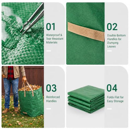 Yard Waste Bags, 135 Gallon Reusable Lawn and Leaf Bag 3 Pack