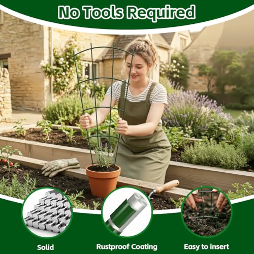 Thealyn 24" Metal Plant Trellis, Climbing Plant Support, 4 Pack (Green) - color: Green, size: 24 inch