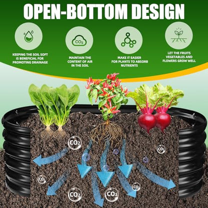 TBMLC Oval Black Galvanized Planter Box, Metal Raised Garden Bed 4X2X1.4 FT - color: Black, size: 4X2X1.4 FT