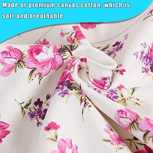 LOLOMLO Oversize Canvas Cotton Apron, Extra Large Aprons with Long Strap, Adjustable Neck Tear Resistant Plus Size aprons - color: Pink Flower