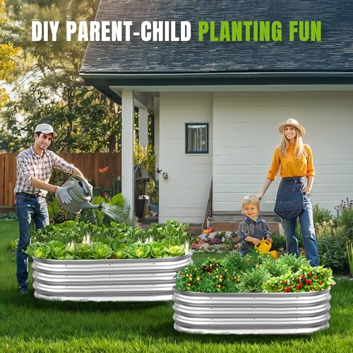 1Pcs Galvanized Raised Garden Bed 4x2x1 FT Metal Planter Box Silver - color: Silver, size: 4x2x1FT