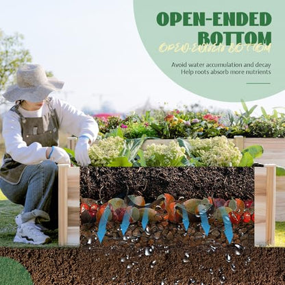 SPECRAFT H-Shaped Raised Garden Bed, 12x12x2 Ft Wooden Planter Box - size: 12 x 12 x 2 FT