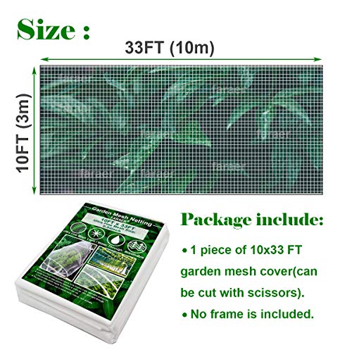 Garden Netting, Plant Covers 10x33Ft Net Ultra Fine Mesh Pest Barrier Net - size: 10ftx33ft