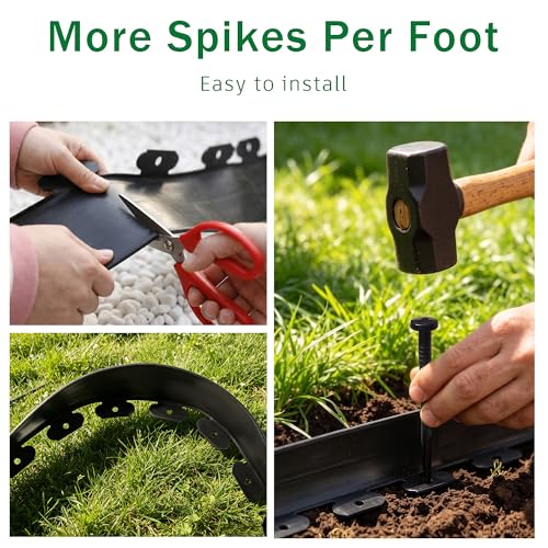 4" x 33FT Plastic Landscape Edging Border with 30 Spikes for Garden