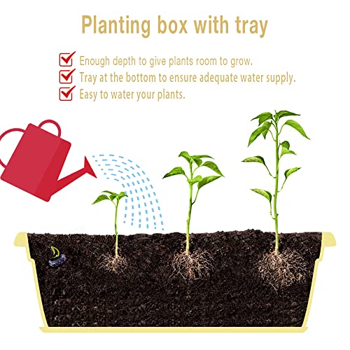 6 Pcs Window Box Planter, 17" Rectangular Planter Box with Saucers, Yellow - size: Yellow - 6 pack
