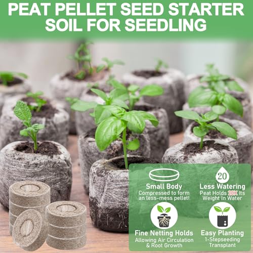 Legigo 100 Pcs 50mm Peat Pellets for Seedlings, Seed Starter Soil Pods - size: 50mm