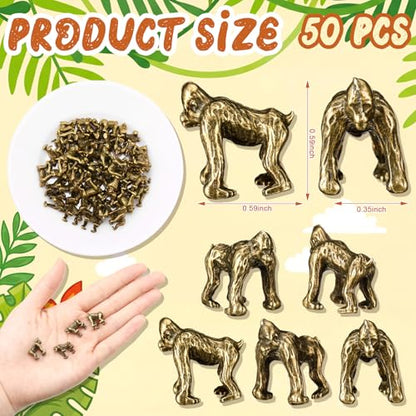 Civaner 50 Pcs Mini Brass Figurines Small Gorilla Statue Mini Metal Animals - style: Gorilla