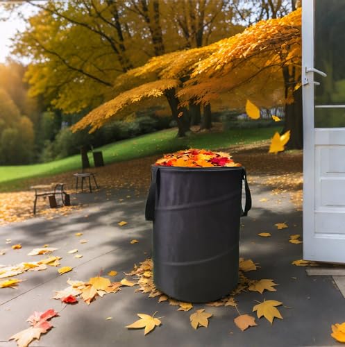 Collapsible Trash can with lid,Foldable Camping Trash can,Pop-up Trash can with lid,Outdoor Trash can with lid,Clothes and Toys Recycle bin,Thickened, Solid, Durable,Attached Hook (Black) - color: black