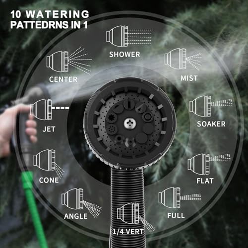 Besiter Garden Hose Nozzle Sprayer: 2 Pack 10 Watering Patterns Spray Nozzles Heavy Duty Hose Head Hose Attachment Black - color: Black/Black