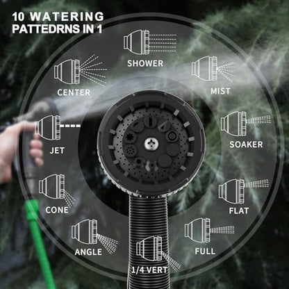 Besiter Garden Hose Nozzle Sprayer: 2 Pack 10 Watering Patterns Spray Nozzles Heavy Duty Hose Head Hose Attachment Black - color: Black/Black