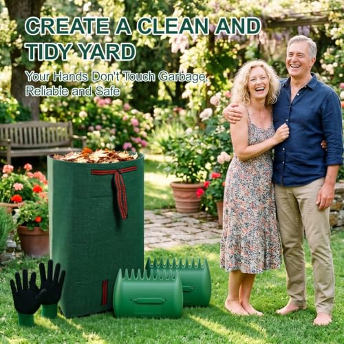 1 Pack 72 Gallon Reusable Yard Waste Bag + 1 Pair of Leaf Scoops