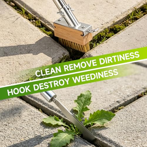 SANLIKE Crack Weeder Tool Set, 65in Long Handle Weed Remover for Patio