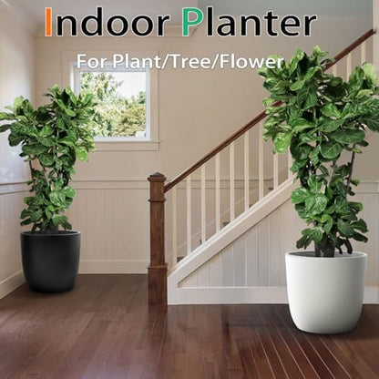Heyzier Concrete Planter Outdoor Indoor, Large Cement Plant Pots for Trees Flowers (Black, 18 inch)