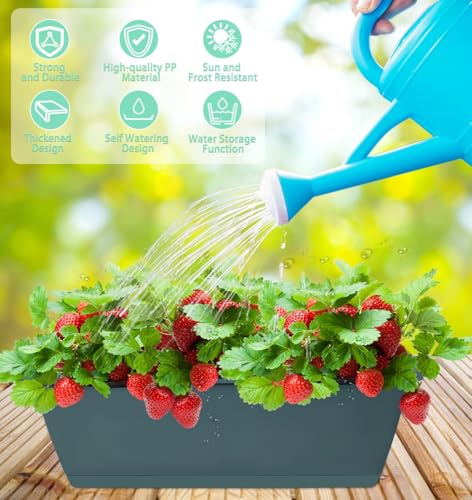 LOCONHA 7 Pack Window Box Planter, Plastic Vegetable Flower Planters Boxes - color: Army Green
