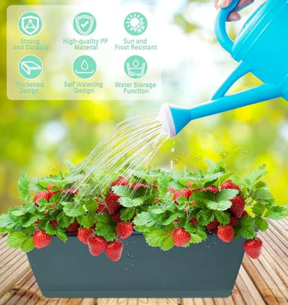 LOCONHA 7 Pack Window Box Planter, Plastic Vegetable Flower Planters Boxes - color: Army Green