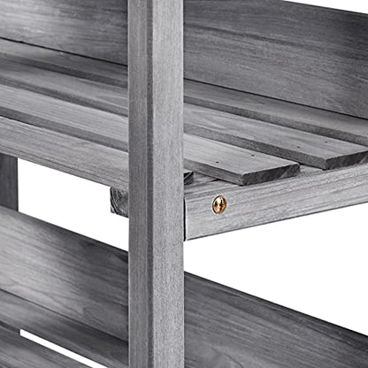 Yaheetech Potting Bench Outdoor Console Table w/3-Tier Storage,Gray - color: Gray