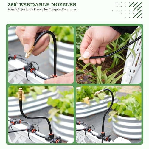 A ANLEOLIFE 50FT Drip Irrigation Kit for Patio, Potted Plants, 360° Bendable Copper Nozzles, Quick-Connect 1/4" Tubing for Container Gardens, Micro Drip with Adjustable Water Flow (Timer Not Included) - style: 50FT Drip Kit