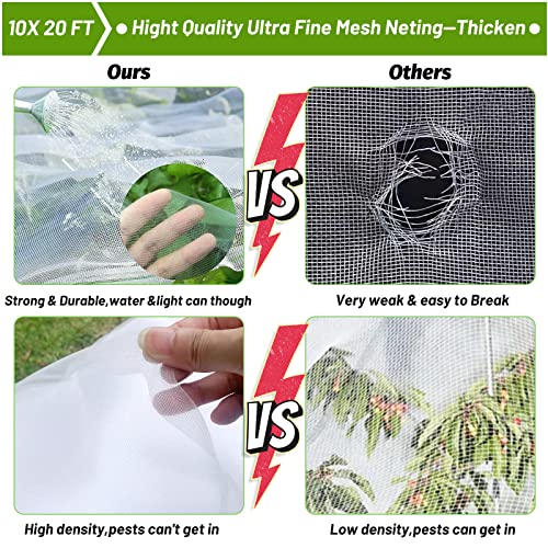 67pcs Garden Mesh Netting Kit, 6 Sets Wide Garden Hoops with Garden Covers - color: White+green