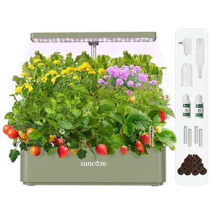 SUNCOZE Hydroponics Growing System, Compact 12 Pods Indoor Garden, Green - color: Green